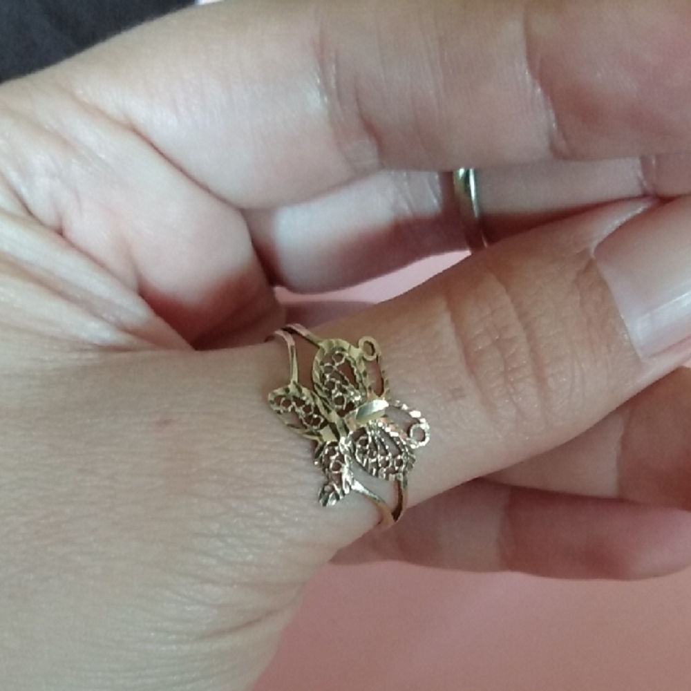 10k Yellow Gold Butterfly Filigree Gold Ring - Women's Jewelry